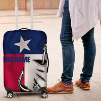 Texas Flag Fishing Luggage Cover Hook and Fish Illustration and Custom Name Detail - Wonder Print Shop