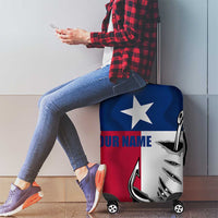Texas Flag Fishing Luggage Cover Hook and Fish Illustration and Custom Name Detail - Wonder Print Shop