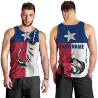 Texas Flag Fishing Men Tank Top Hook and Fish Illustration and Custom Name Detail - Wonder Print Shop