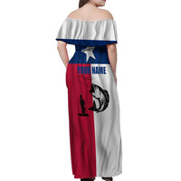 Texas Flag Fishing Off Shoulder Maxi Dress Hook and Fish Illustration and Custom Name Detail - Wonder Print Shop