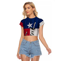 Texas Flag Fishing Raglan Cropped T Shirt Hook and Fish Illustration and Custom Name Detail - Wonder Print Shop