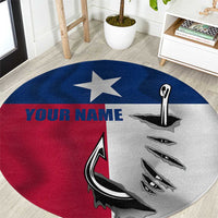 Texas Flag Fishing Round Carpet Hook and Fish Illustration and Custom Name Detail - Wonder Print Shop
