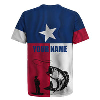 Texas Flag Fishing Rugby Jersey Hook and Fish Illustration and Custom Name Detail - Wonder Print Shop