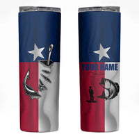 Texas Flag Fishing Skinny Tumbler Hook and Fish Illustration and Custom Name Detail - Wonder Print Shop