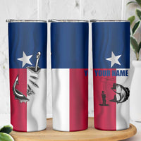 Texas Flag Fishing Skinny Tumbler Hook and Fish Illustration and Custom Name Detail - Wonder Print Shop