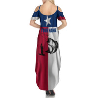Texas Flag Fishing Summer Maxi Dress Hook and Fish Illustration and Custom Name Detail - Wonder Print Shop