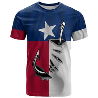 Texas Flag Fishing T Shirt Hook and Fish Illustration and Custom Name Detail - Wonder Print Shop