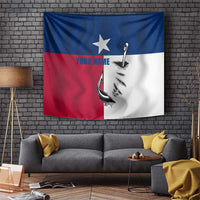 Texas Flag Fishing Tapestry Hook and Fish Illustration and Custom Name Detail - Wonder Print Shop