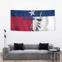 Texas Flag Fishing Tapestry Hook and Fish Illustration and Custom Name Detail - Wonder Print Shop