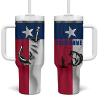 Texas Flag Fishing Tumbler With Handle Hook and Fish Illustration and Custom Name Detail - Wonder Print Shop