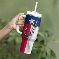 Texas Flag Fishing Tumbler With Handle Hook and Fish Illustration and Custom Name Detail - Wonder Print Shop