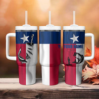 Texas Flag Fishing Tumbler With Handle Hook and Fish Illustration and Custom Name Detail - Wonder Print Shop