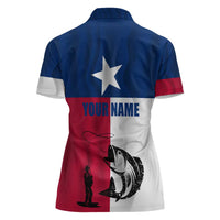 Texas Flag Fishing Women Polo Shirt Hook and Fish Illustration and Custom Name Detail - Wonder Print Shop