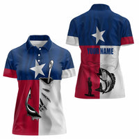 Texas Flag Fishing Women Polo Shirt Hook and Fish Illustration and Custom Name Detail - Wonder Print Shop