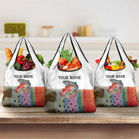Multicolor Fish Pattern Design Grocery Bag Fishing Scaled Texture and Custom Name Print - Wonder Print Shop