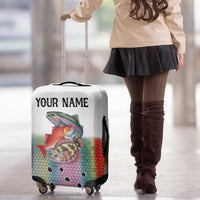 Multicolor Fish Pattern Design Luggage Cover Fishing Scaled Texture and Custom Name Print - Wonder Print Shop