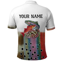 Multicolor Fish Pattern Design Polo Shirt Fishing Scaled Texture and Custom Name Print - Wonder Print Shop