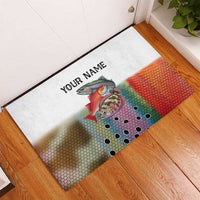 Multicolor Fish Pattern Design Rubber Doormat Fishing Scaled Texture and Custom Name Print - Wonder Print Shop