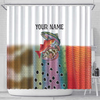 Multicolor Fish Pattern Design Shower Curtain Fishing Scaled Texture and Custom Name Print - Wonder Print Shop