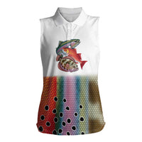 Multicolor Fish Pattern Design Women Sleeveless Polo Shirt Fishing Scaled Texture and Custom Name Print - Wonder Print Shop