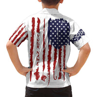 American Flag Fishing Family Matching Long Sleeve Bodycon Dress and Hawaiian Shirt Lure and Hook Elements and Custom Name Print - Wonder Print Shop