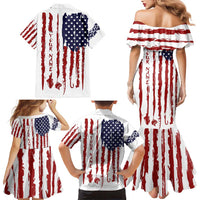 American Flag Fishing Family Matching Mermaid Dress and Hawaiian Shirt Lure and Hook Elements and Custom Name Print - Wonder Print Shop