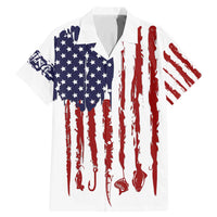 American Flag Fishing Family Matching Mermaid Dress and Hawaiian Shirt Lure and Hook Elements and Custom Name Print - Wonder Print Shop
