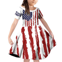 American Flag Fishing Family Matching Off Shoulder Short Dress and Hawaiian Shirt Lure and Hook Elements and Custom Name Print - Wonder Print Shop