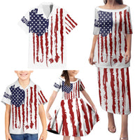 American Flag Fishing Family Matching Puletasi and Hawaiian Shirt Lure and Hook Elements and Custom Name Print - Wonder Print Shop