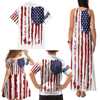 American Flag Fishing Family Matching Tank Maxi Dress and Hawaiian Shirt Lure and Hook Elements and Custom Name Print - Wonder Print Shop