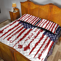 American Flag Fishing Quilt Bed Set Lure and Hook Elements and Custom Name Print - Wonder Print Shop