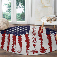 American Flag Fishing Round Carpet Lure and Hook Elements and Custom Name Print - Wonder Print Shop