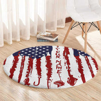 American Flag Fishing Round Carpet Lure and Hook Elements and Custom Name Print - Wonder Print Shop