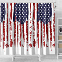 American Flag Fishing Shower Curtain Lure and Hook Elements and Custom Name Print - Wonder Print Shop