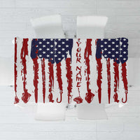American Flag Fishing Tablecloth Lure and Hook Elements and Custom Name Print - Wonder Print Shop