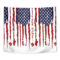 American Flag Fishing Tapestry Lure and Hook Elements and Custom Name Print - Wonder Print Shop
