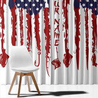 American Flag Fishing Window Curtain Lure and Hook Elements and Custom Name Print - Wonder Print Shop