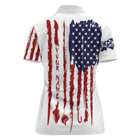 American Flag Fishing Women Polo Shirt Lure and Hook Elements and Custom Name Print - Wonder Print Shop