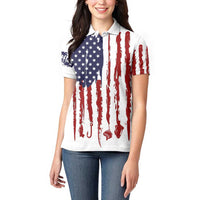 American Flag Fishing Women Polo Shirt Lure and Hook Elements and Custom Name Print - Wonder Print Shop