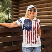 American Flag Fishing Women Polo Shirt Lure and Hook Elements and Custom Name Print - Wonder Print Shop