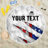 Personalized American Flag Bowling Team Beach Blanket Pins and Ball Torn Stripes and Patterned White - Wonder Print Shop