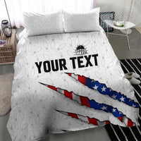 Personalized American Flag Bowling Team Bedding Set Pins and Ball Torn Stripes and Patterned White - Wonder Print Shop