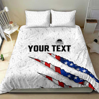 Personalized American Flag Bowling Team Bedding Set Pins and Ball Torn Stripes and Patterned White - Wonder Print Shop