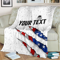Personalized American Flag Bowling Team Blanket Pins and Ball Torn Stripes and Patterned White - Wonder Print Shop