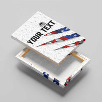 Personalized American Flag Bowling Team Canvas Wall Art Pins and Ball Torn Stripes and Patterned White - Wonder Print Shop