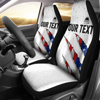 Personalized American Flag Bowling Team Car Seat Cover Pins and Ball Torn Stripes and Patterned White - Wonder Print Shop