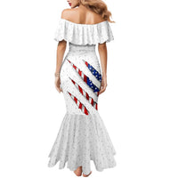 Personalized American Flag Bowling Team Family Matching Mermaid Dress and Hawaiian Shirt Pins and Ball Torn Stripes and Patterned White - Wonder Print Shop