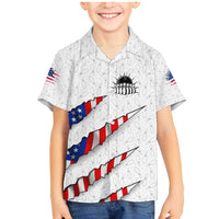 Personalized American Flag Bowling Team Family Matching Mermaid Dress and Hawaiian Shirt Pins and Ball Torn Stripes and Patterned White - Wonder Print Shop