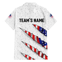Personalized American Flag Bowling Team Family Matching Tank Maxi Dress and Hawaiian Shirt Pins and Ball Torn Stripes and Patterned White - Wonder Print Shop