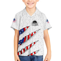 Personalized American Flag Bowling Team Hawaiian Shirt Pins and Ball Torn Stripes and Patterned White - Wonder Print Shop